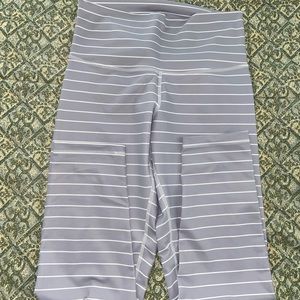 DYI greyish/light purple and white stripe capri leggings size M